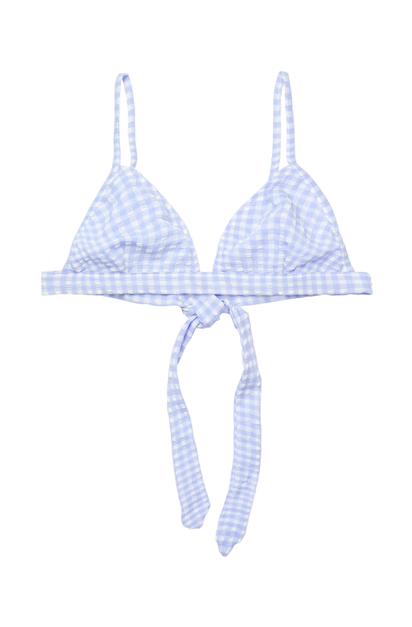 Seersucker Swimwear Tie-Back Bikini Top | Vapor Blue