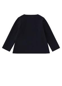 Girls | Sweater in Sensitive Fabrics with Appliques On The Pockets | Deep Blue