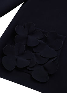 Girls | Sweater in Sensitive Fabrics with Appliques On The Pockets | Deep Blue