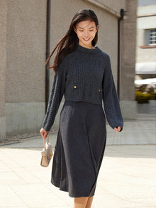 Wool Plaid Skirt | Navy