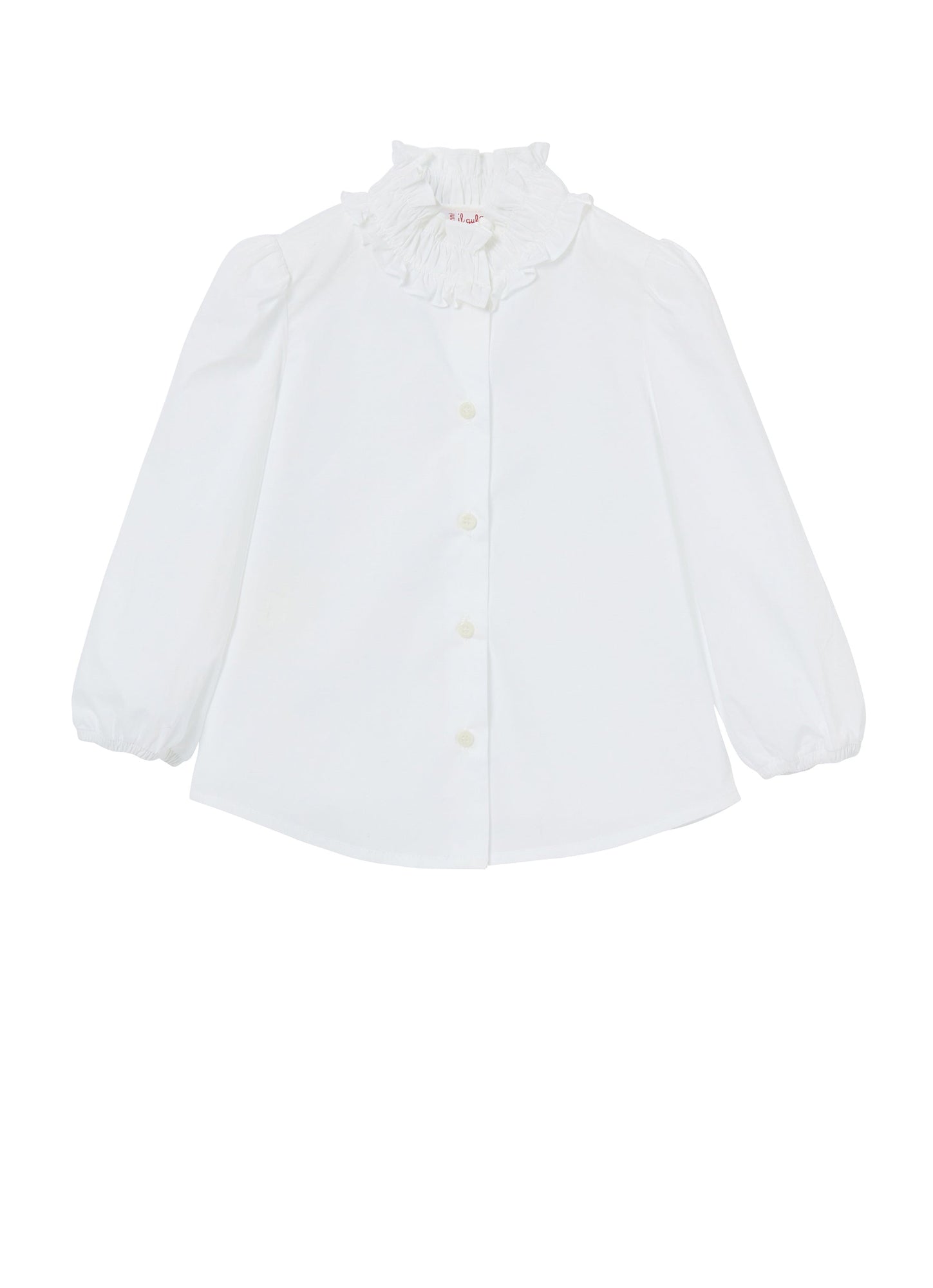 Girls | Shirt with Ruff Collar | White