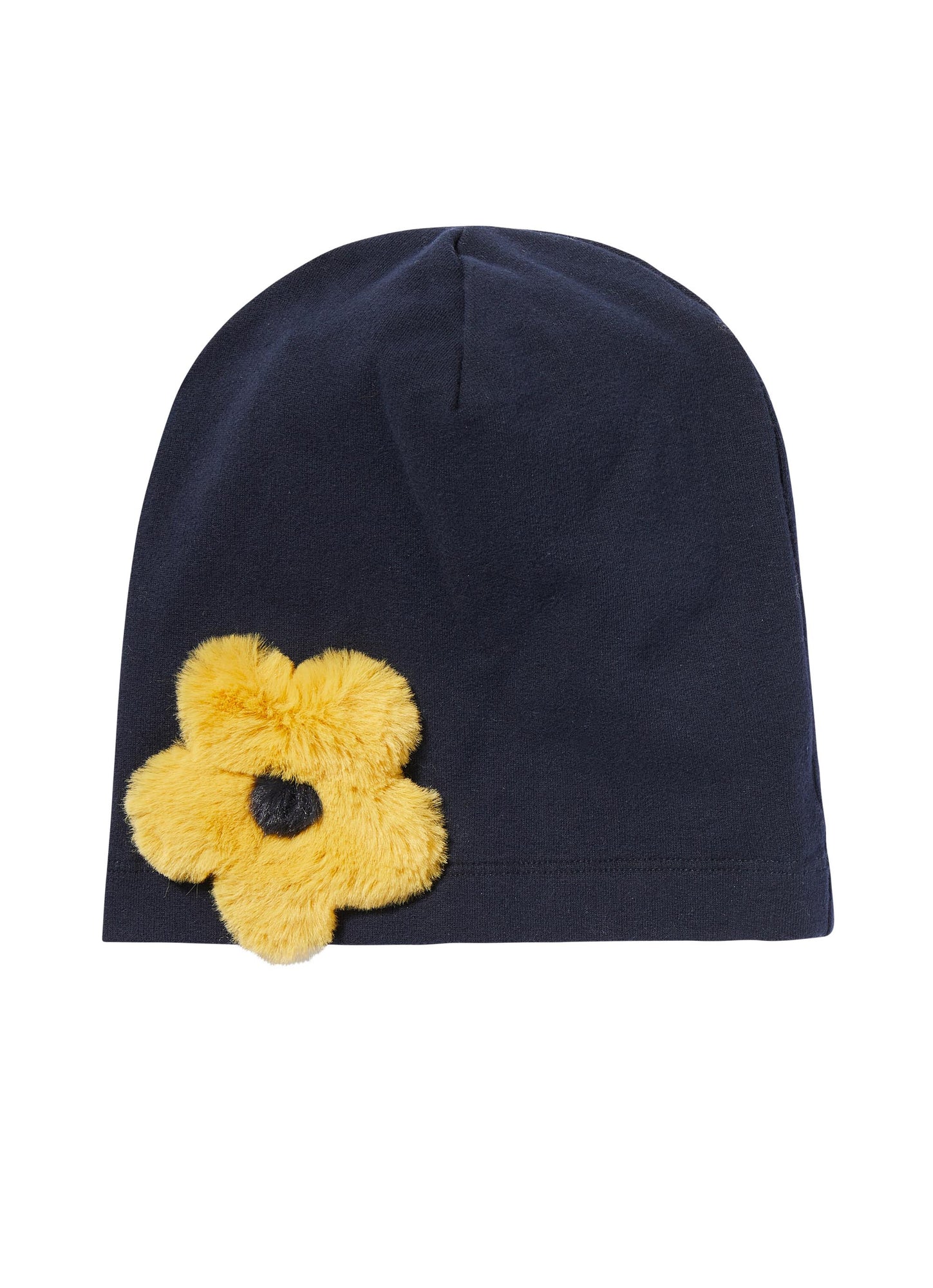 Girls | Fleece Hat with Flower | Blue Navy Curry