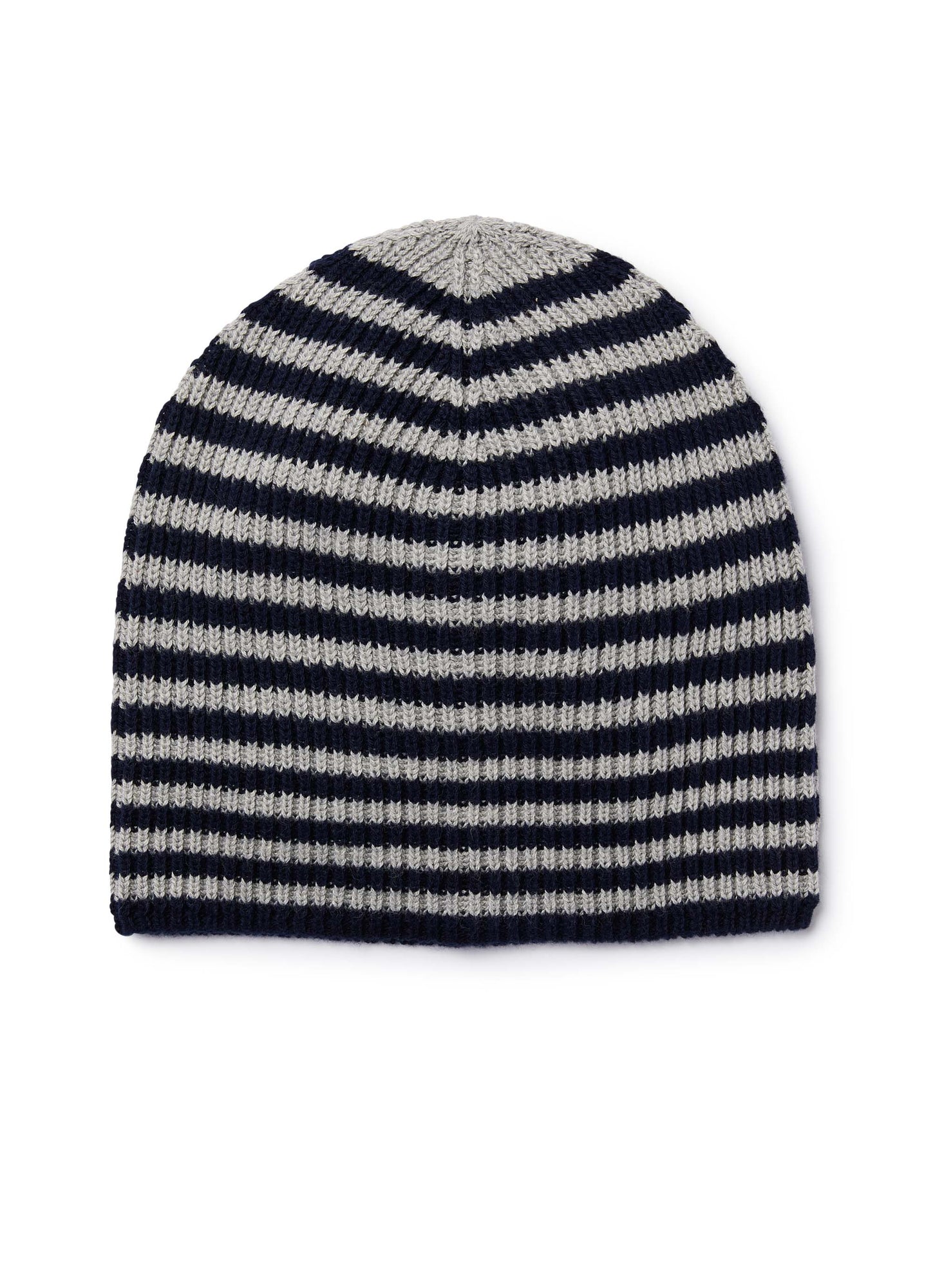Girls | Beanie with Horizontal Blue / Grey Stripes | Blue Grey