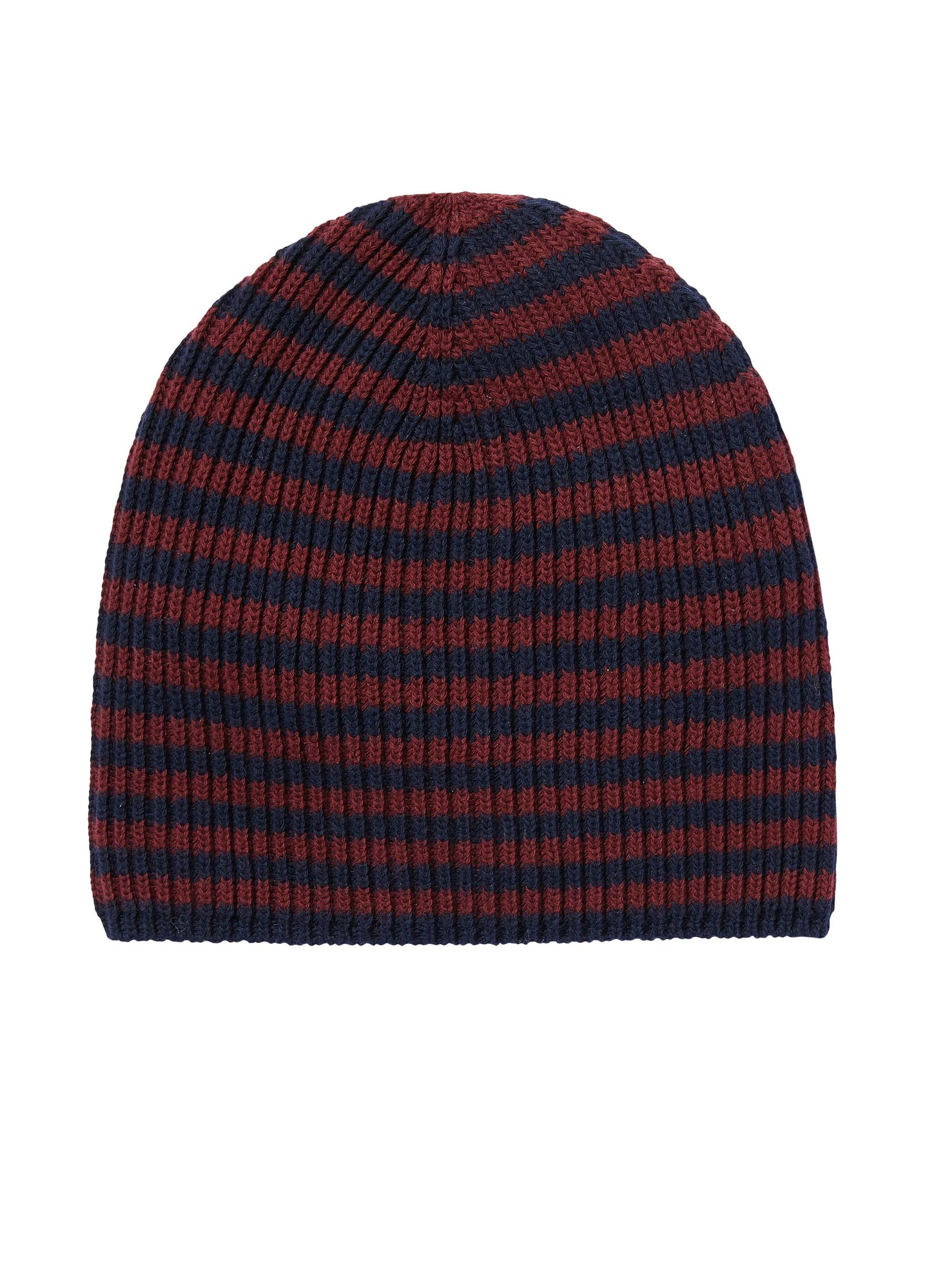 Girls | Beanie with Horizontal Blue / Stripes | Blue Red Wine