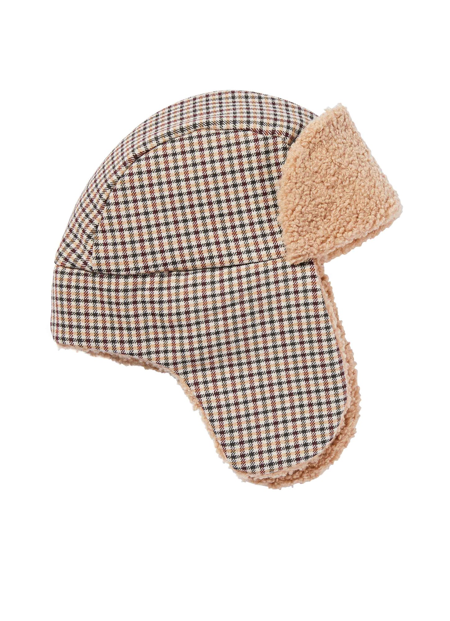 Boys | Checkered Hat with Ear Flaps | Sand