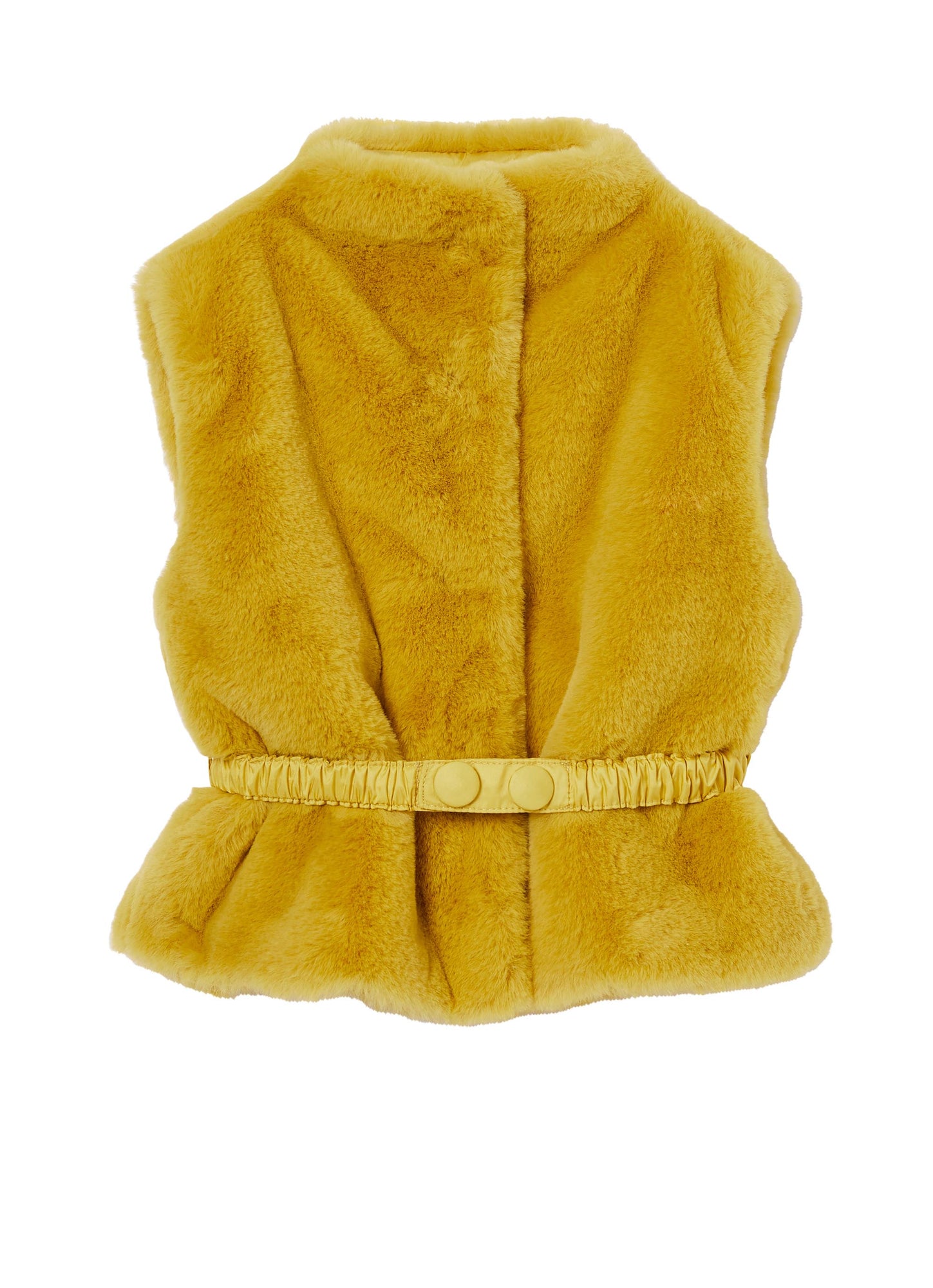 Girls | Faux Fur Vest with Belt | Curry
