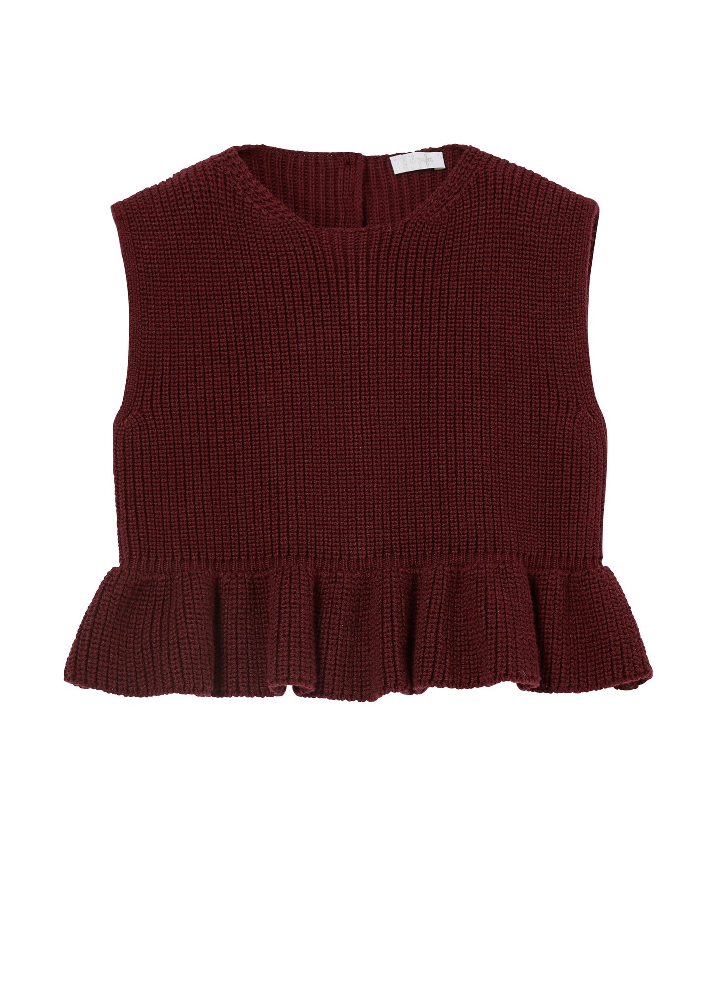 Girls | Cotton Vest with Ruffles | Burgundy