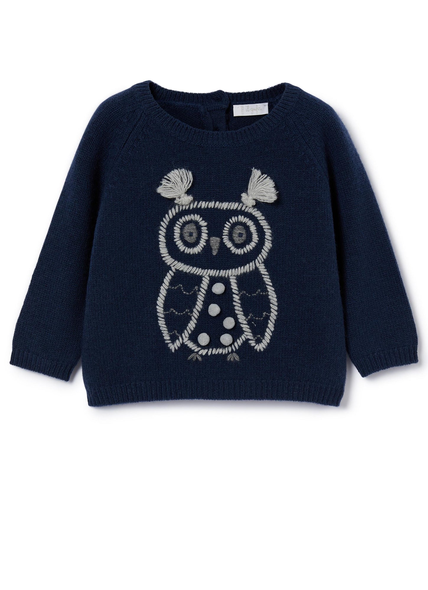 Baby Boys | Wool Sweater with Owl | Blue Oceano