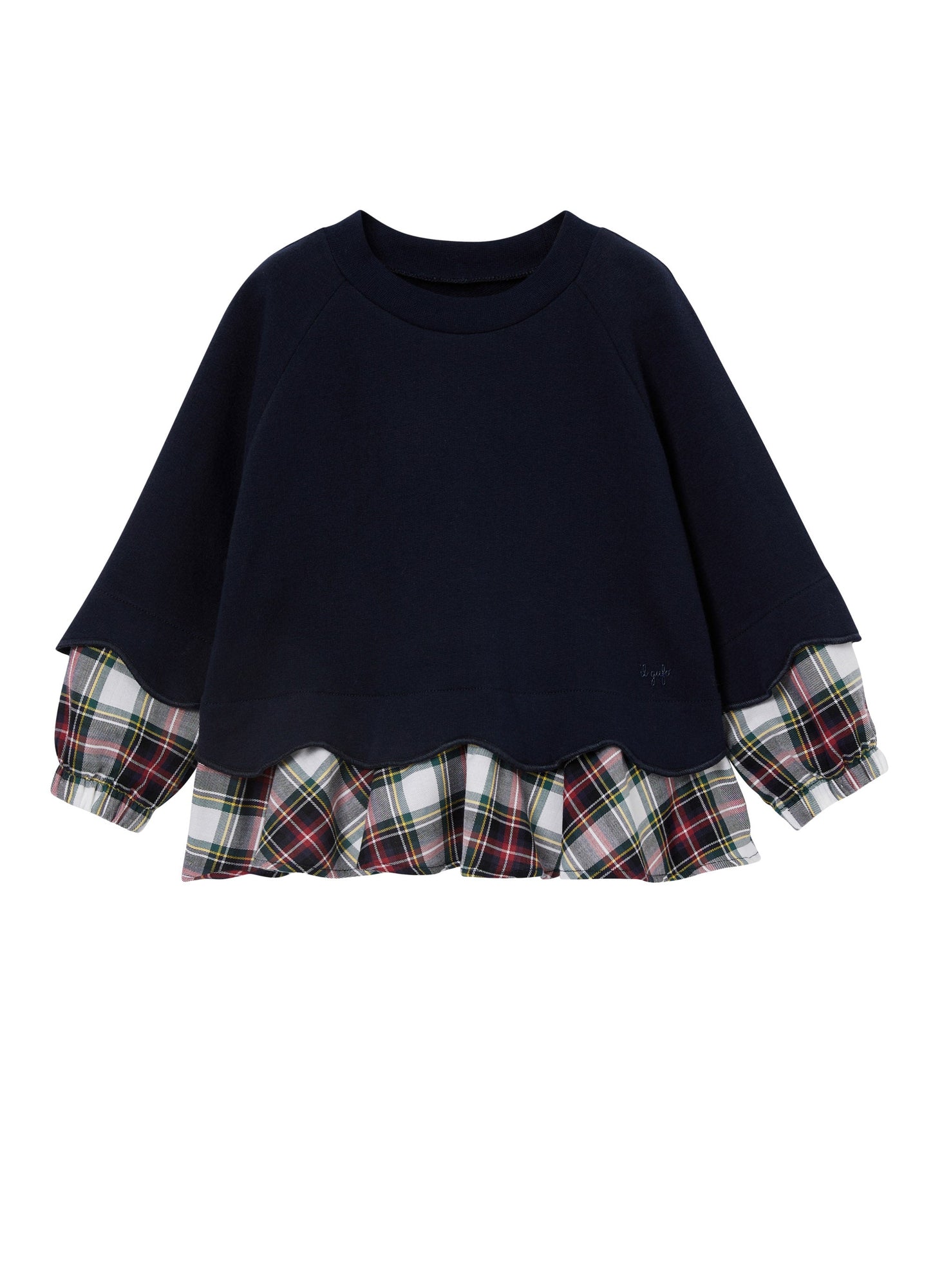 Girls | Sweatshirt with Tartan Flounces | Blue Navy Blue Oceano