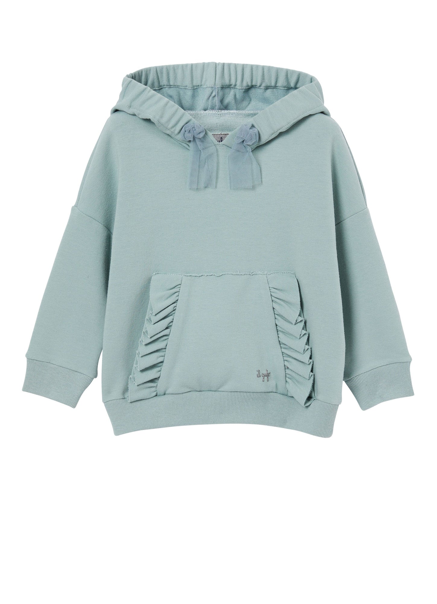 Girls | Sweatshirt with Hood and Ruffles | Nube Cielo Cupo