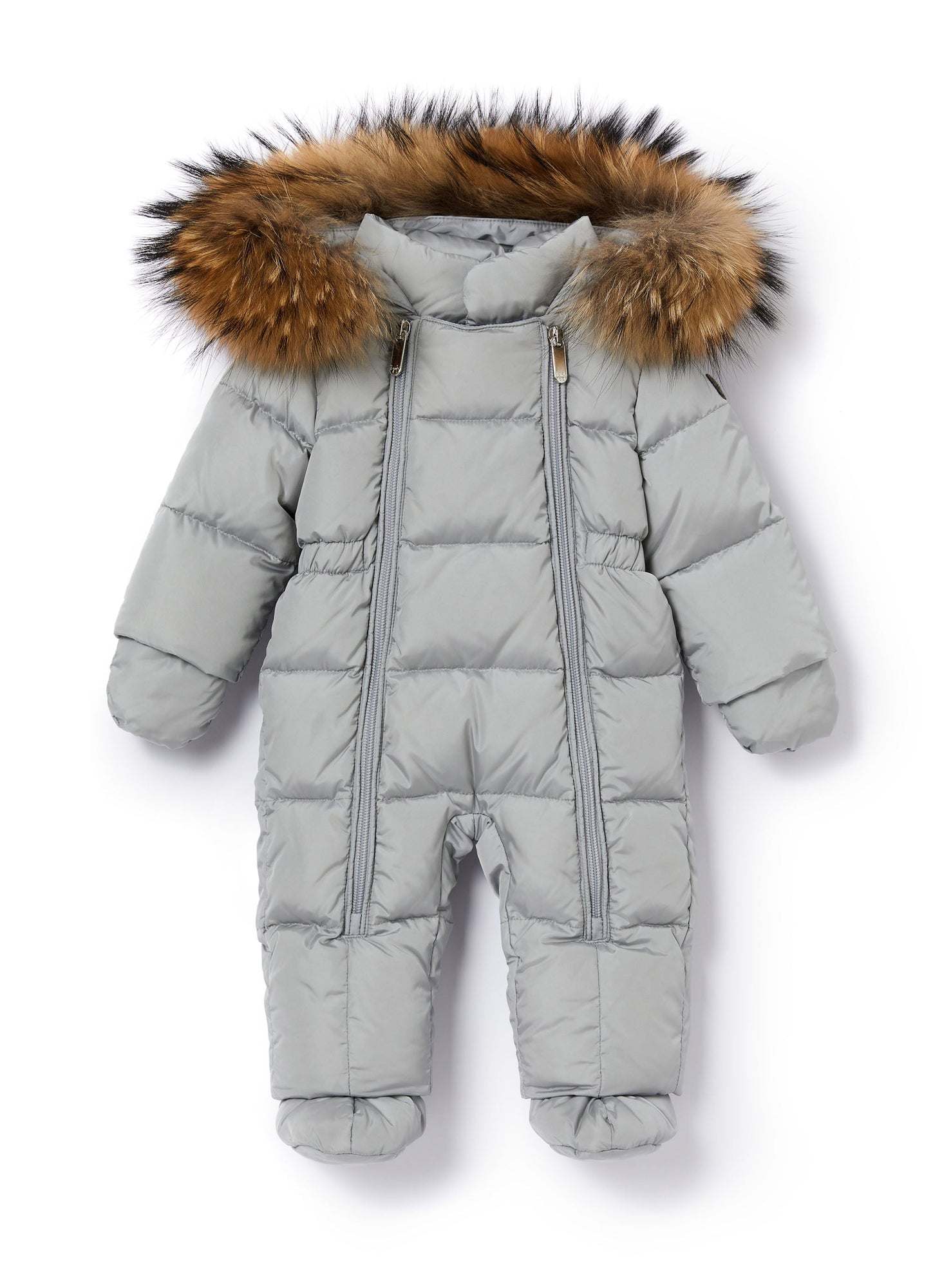 Baby Boys | Feather Suit with Fur | Gray Cemento
