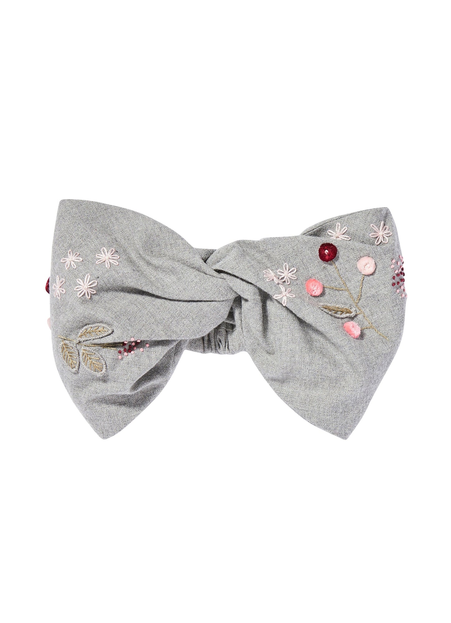 Girls | Headband with Embroidery | Gray Burgundy