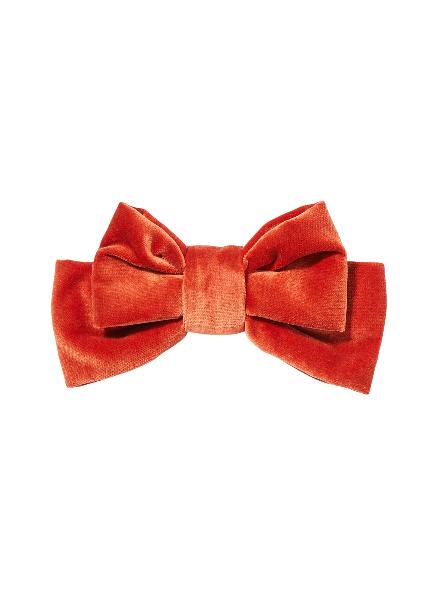 Girls | Velvet Bow Hair Clip | Crab Orange