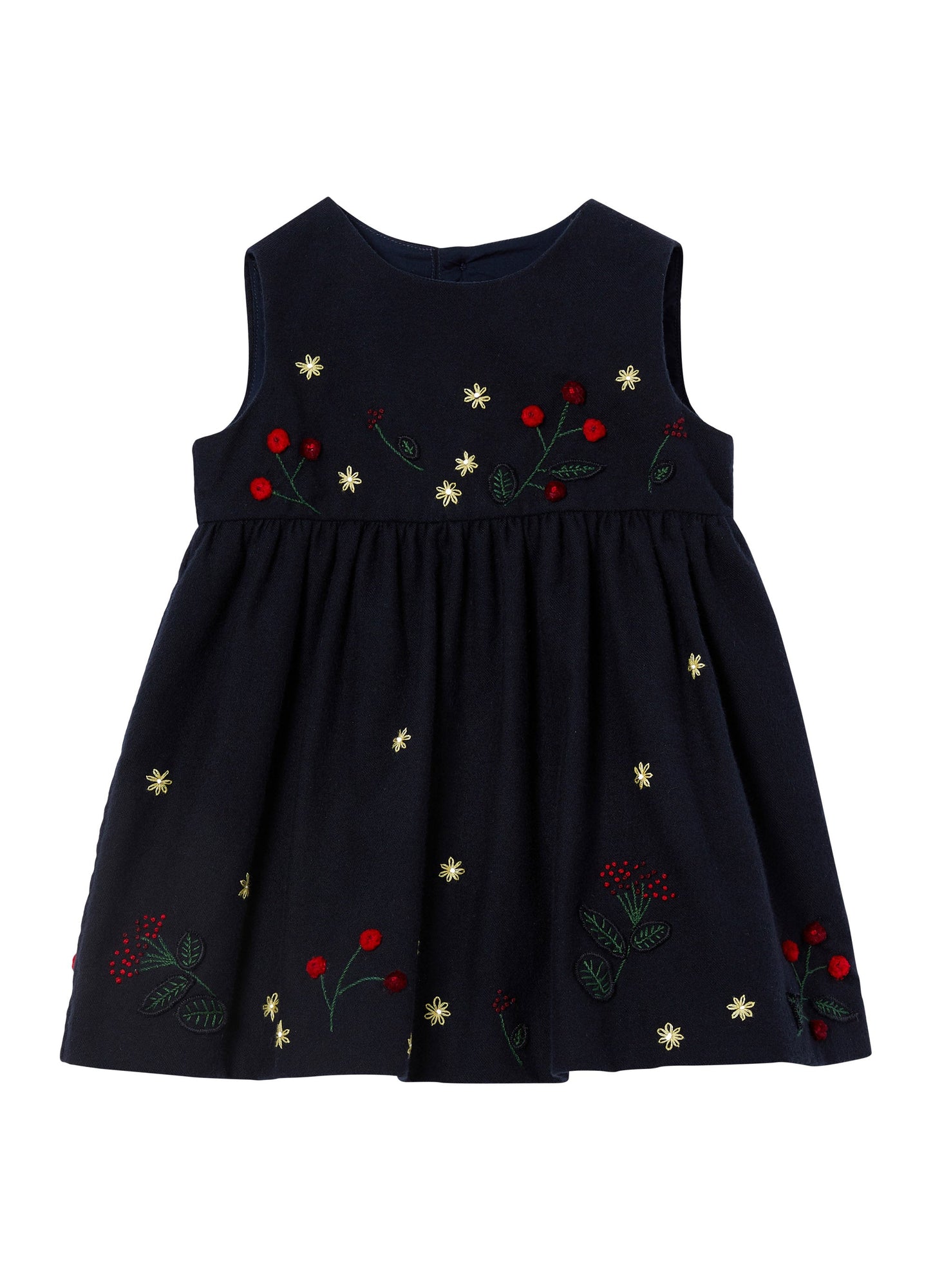 Baby Girls | Pinafore with Small Flowers | Blue Navy Red Fiamma