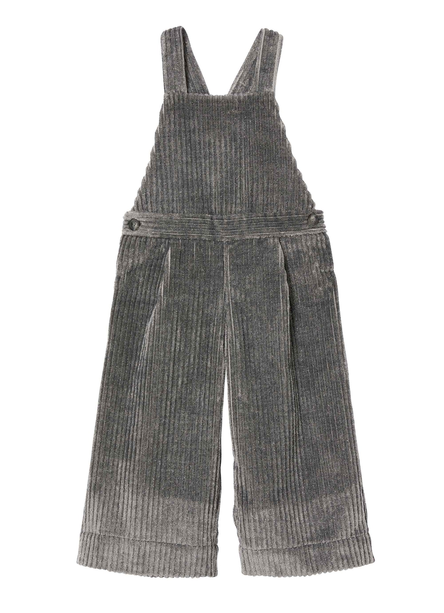 Girls | Velvet Dungarees | Steel Grey