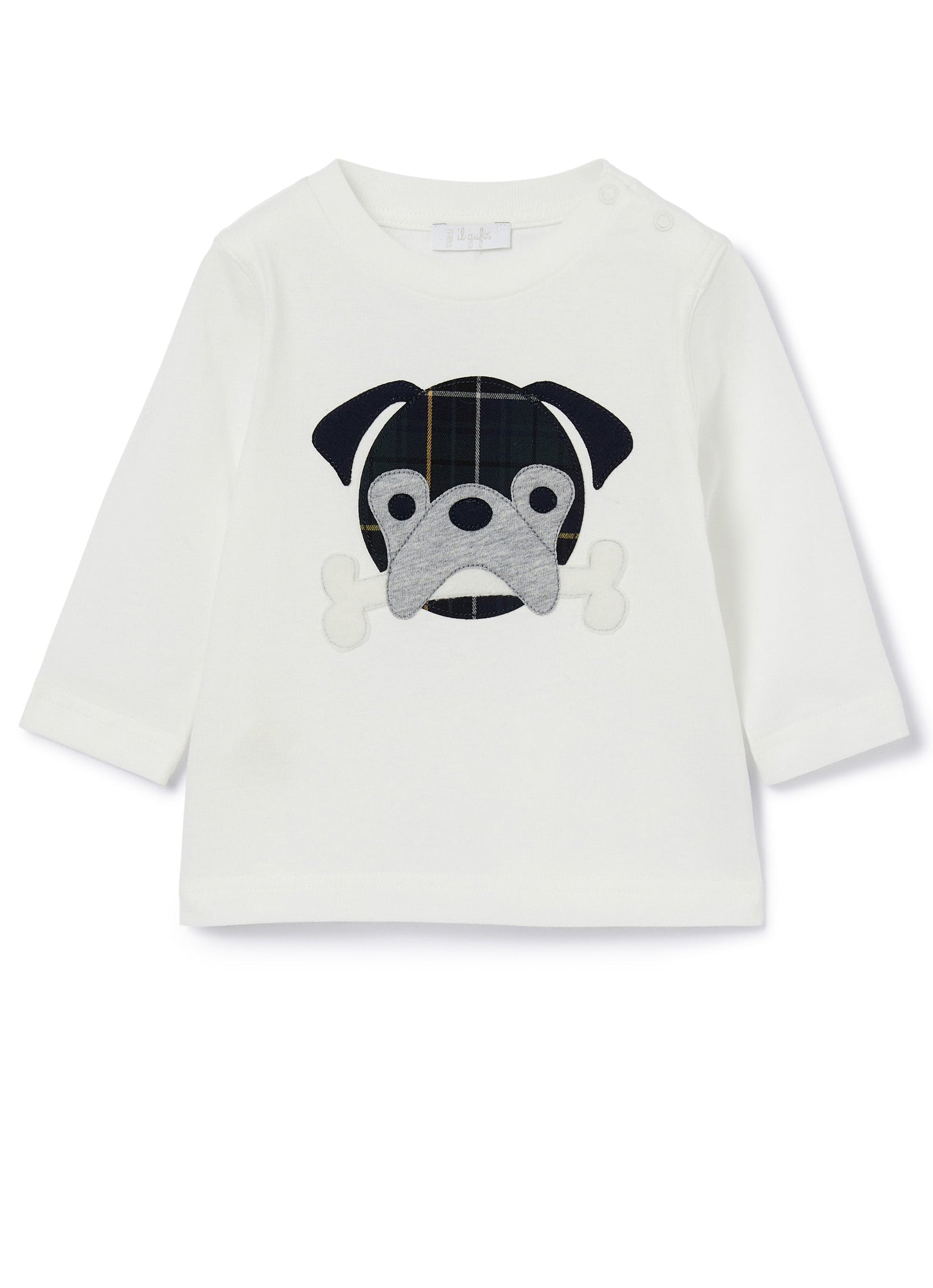 Baby Boys | Long Sleeve T-Shirt with Puppy | Milk Green Bosco