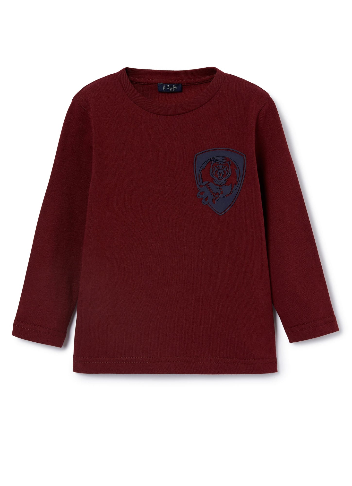 Boys | Jersey T-Shirt with Coat of Arms | Burgundy Blue Navy