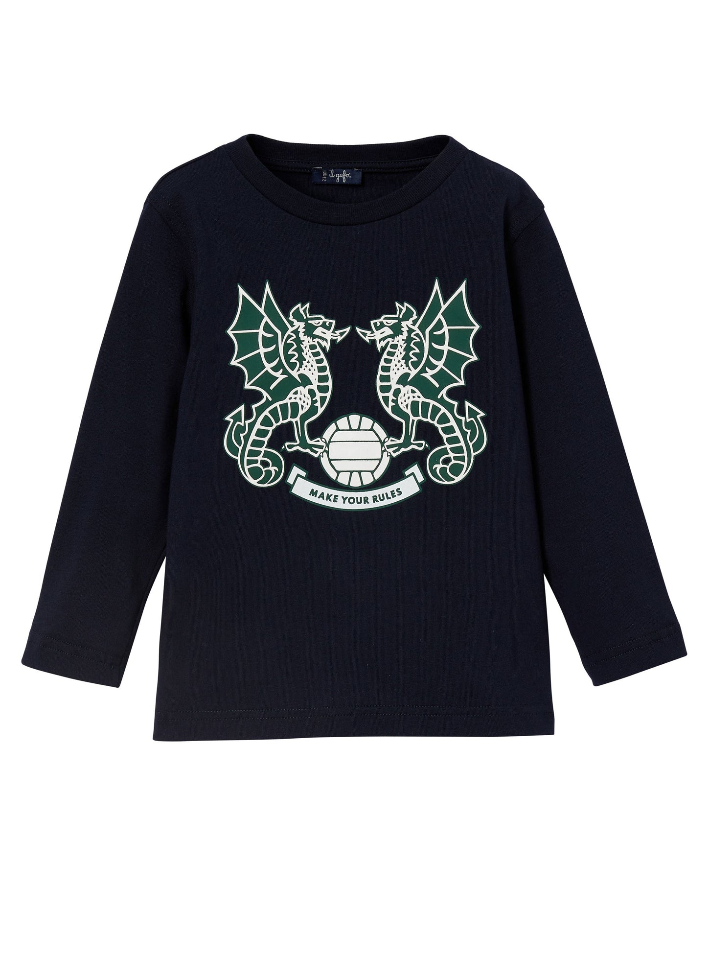 Boys | Long-Sleeved T-Shirt with Print | Blue Green Trasparente