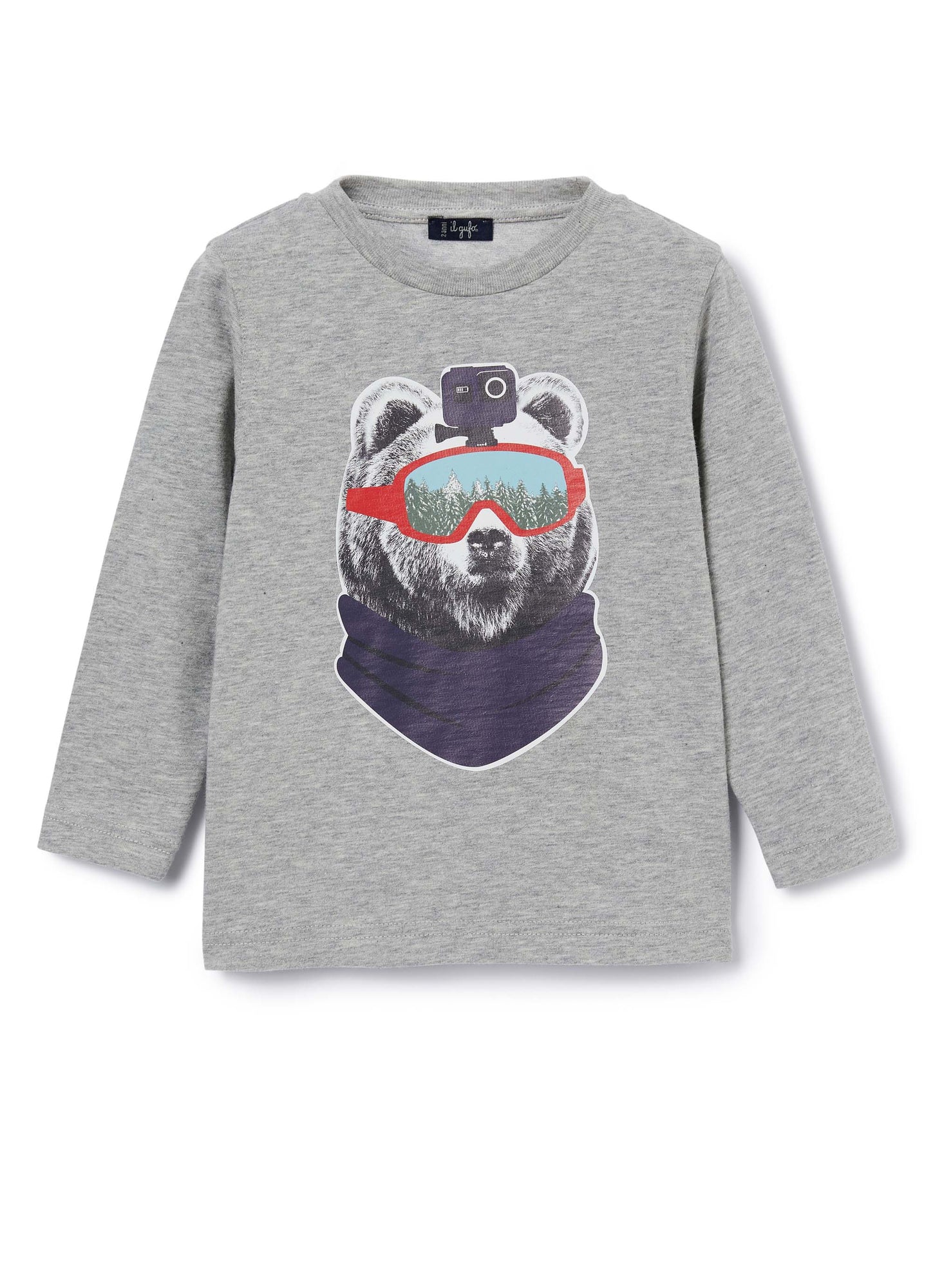 Boys | T-Shirt with Bear | Nickel Grey Blue