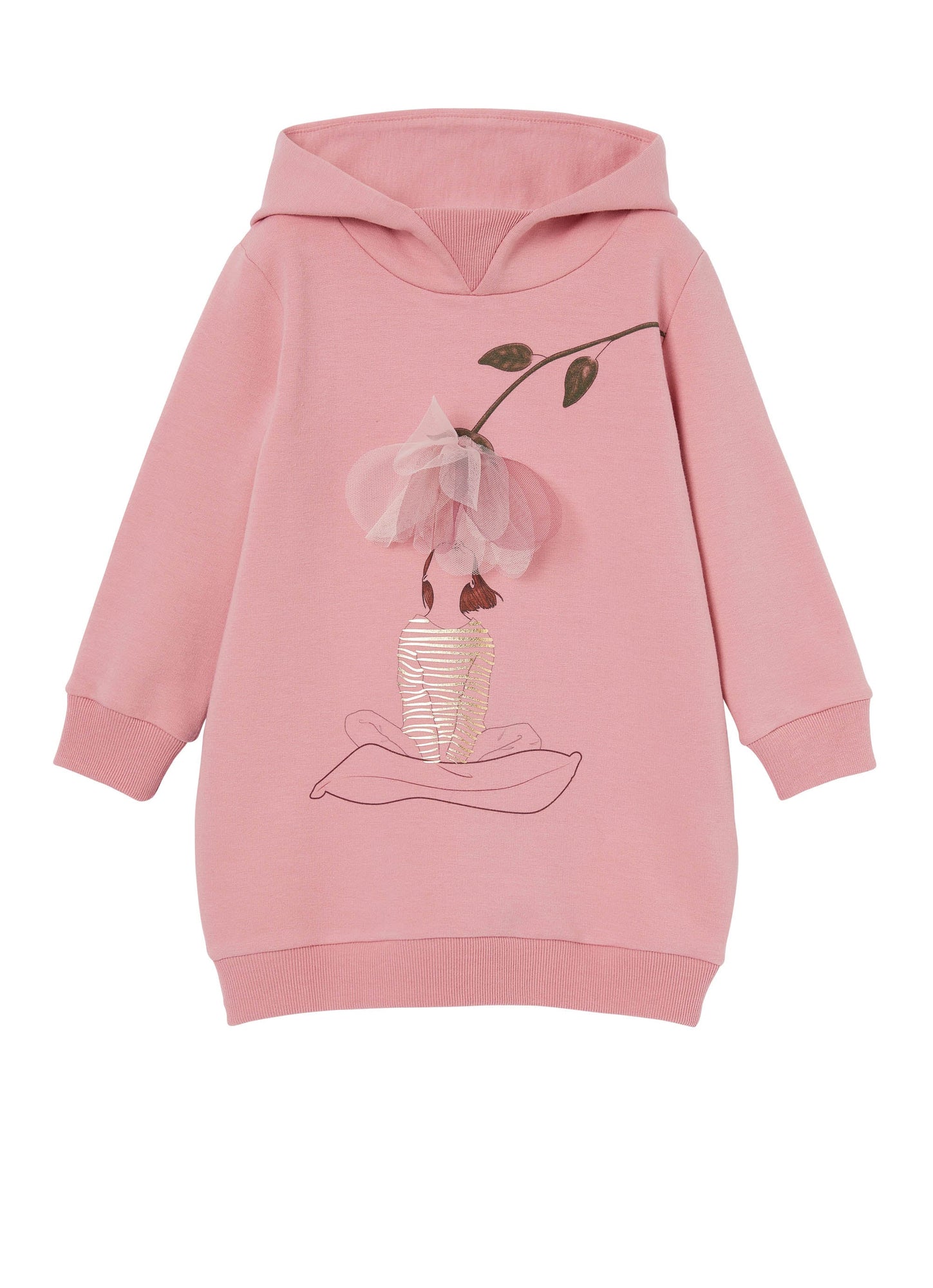 Girls | Fleece Dress with Application | Pink Cameo Burgundy