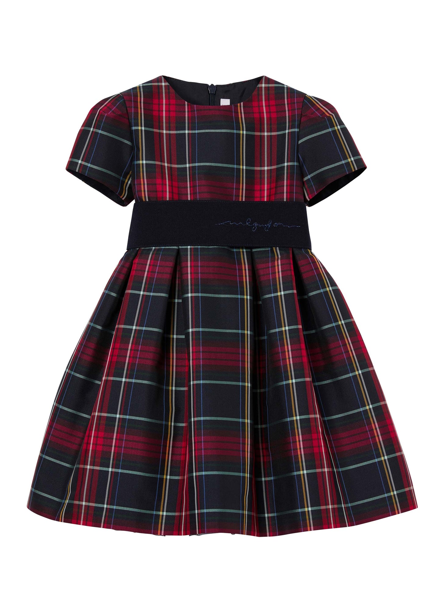 Girls | Short-Sleeved Tartan Dress | Blue Blue