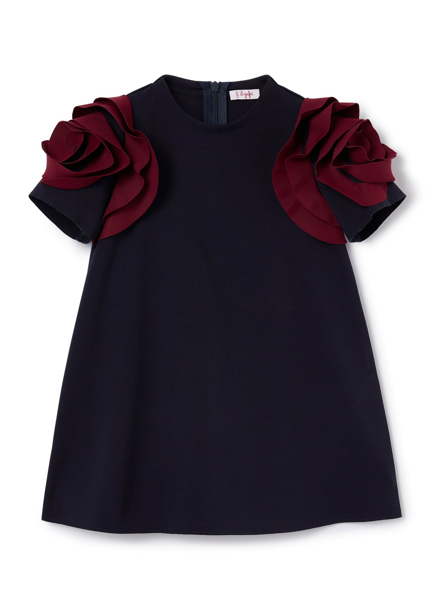 Girls | Short Sleeved Dress | Blue Red Wine