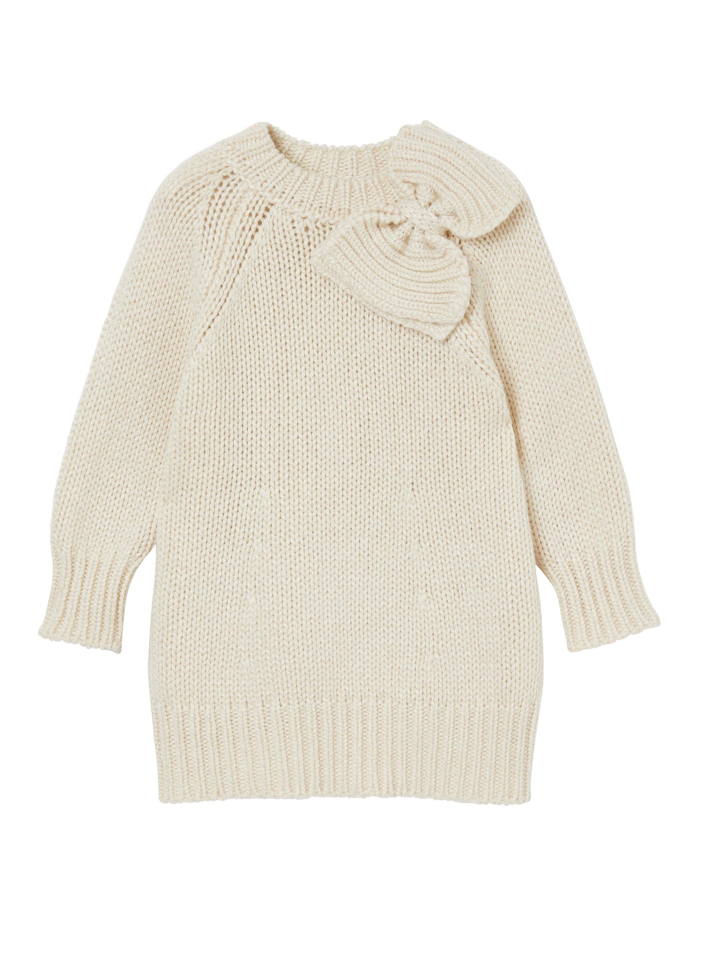 Girls | Tricot Dress with Maxi Bow | Milk