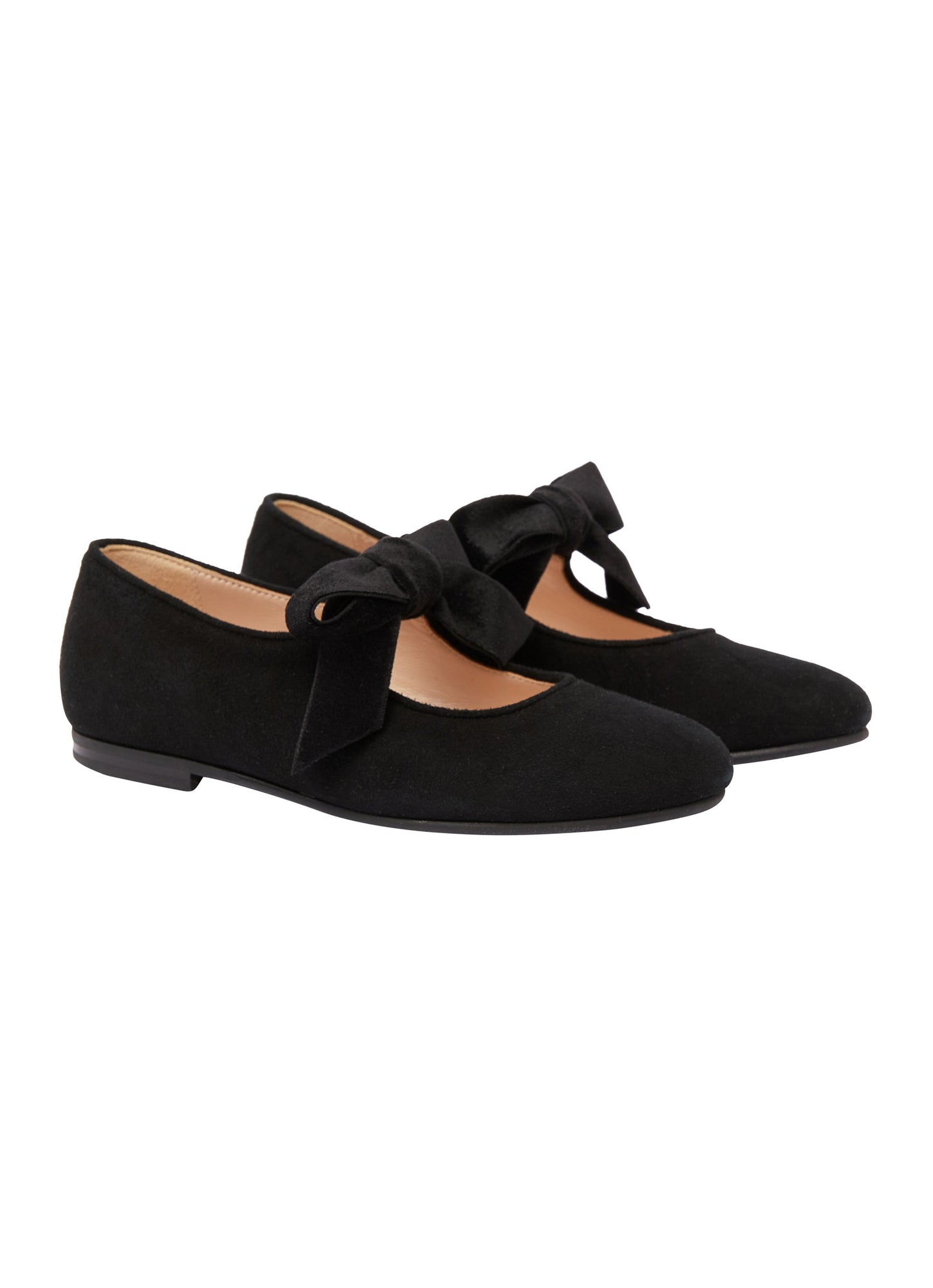 Girls | Suede Flat Shoes with Bow | Black