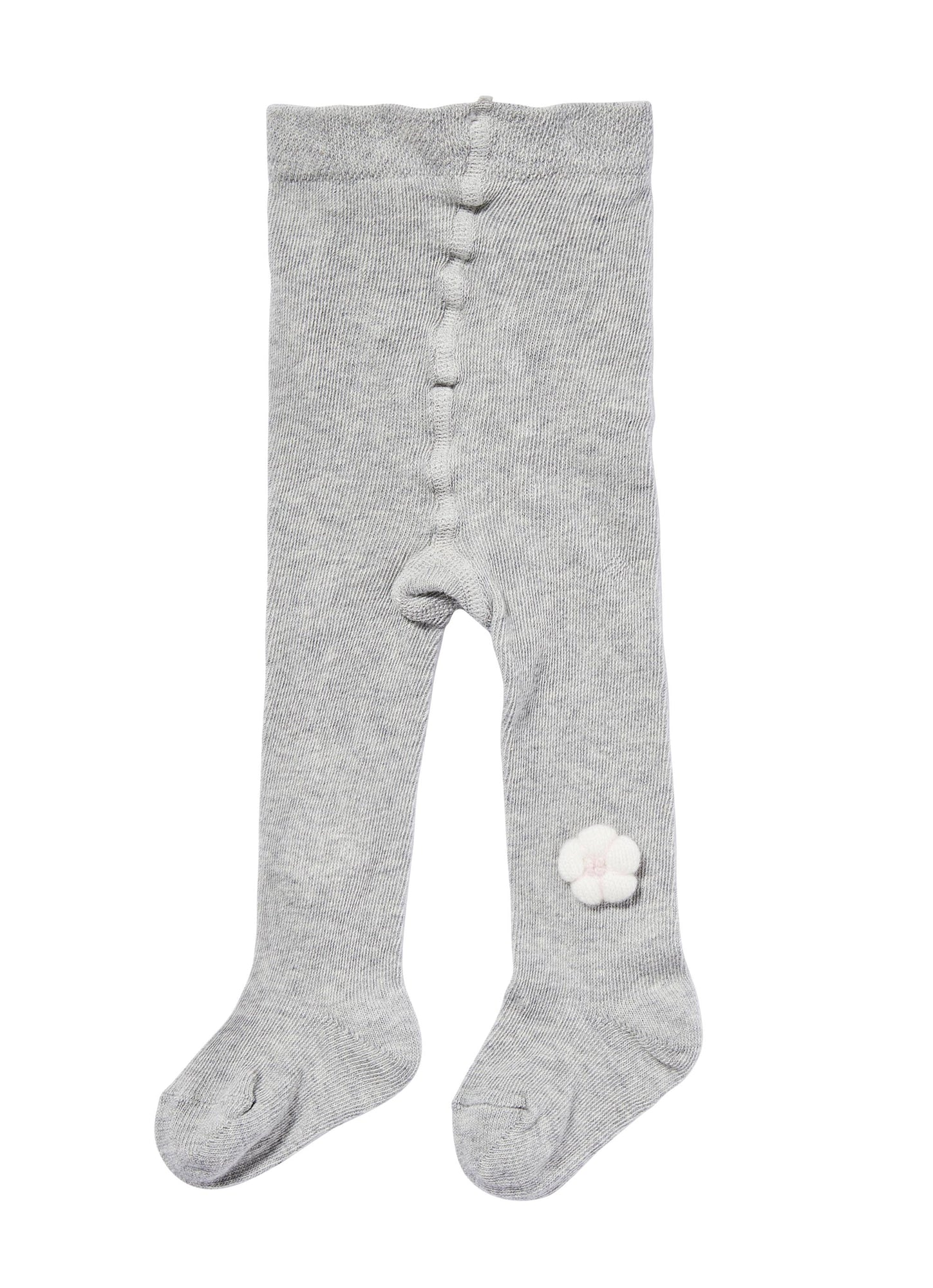 Baby Girls | Cotton Pantyhose with Puffy Flower | Grey Milk