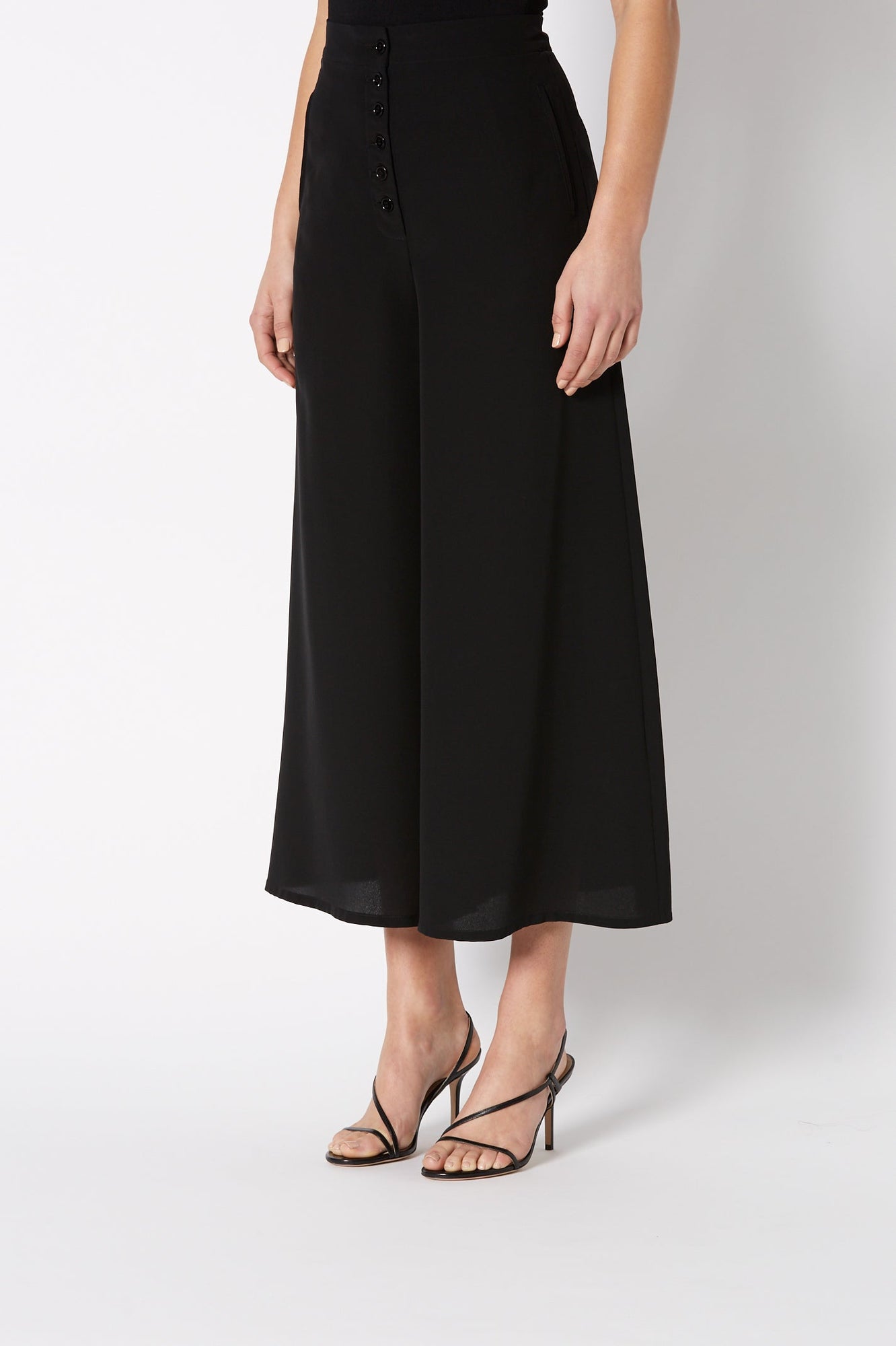 Silk Button Trouser Black - Scanlan Theodore US