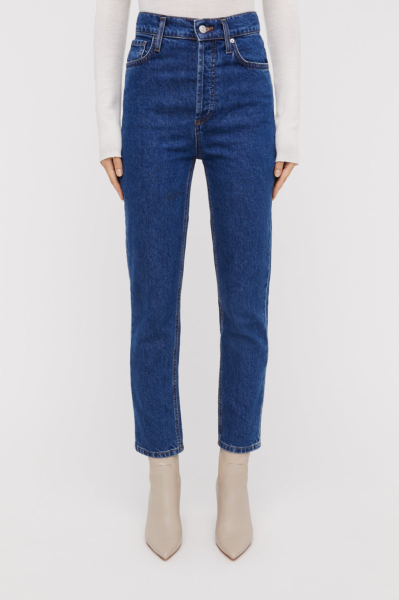 High Rise Straight Crop Jean Blue 11.75 BLUE.11.75 - Scanlan Theodore US