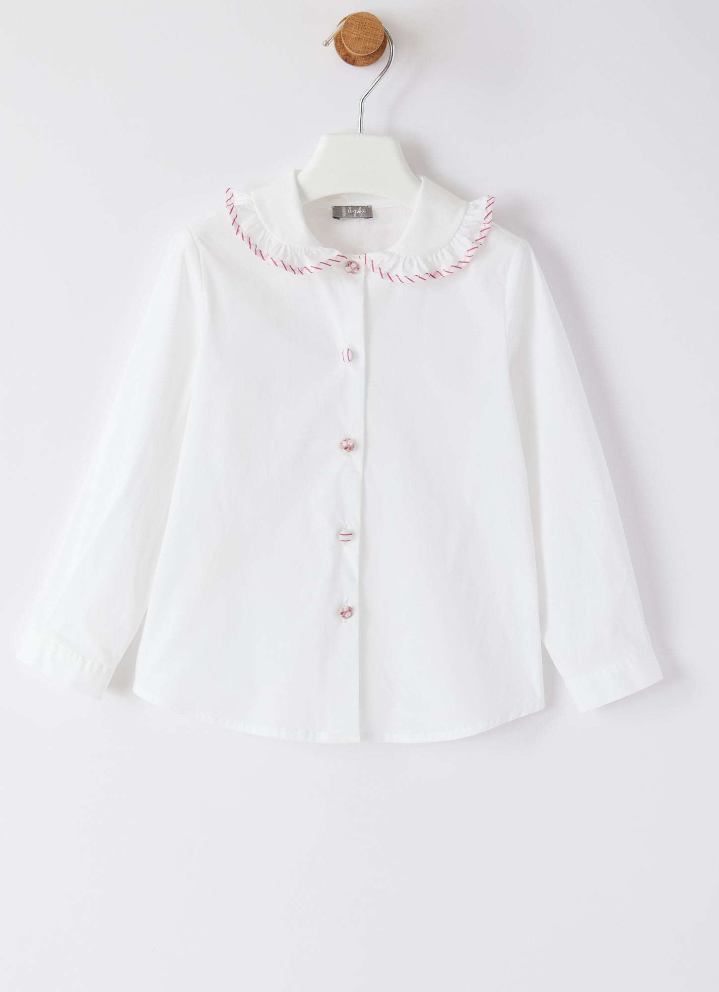 Classic Shirt with Striped Detail | Bianco/Rosso Fragola