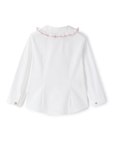Girls | Classic Shirt with Striped Detail | White Red Fragola