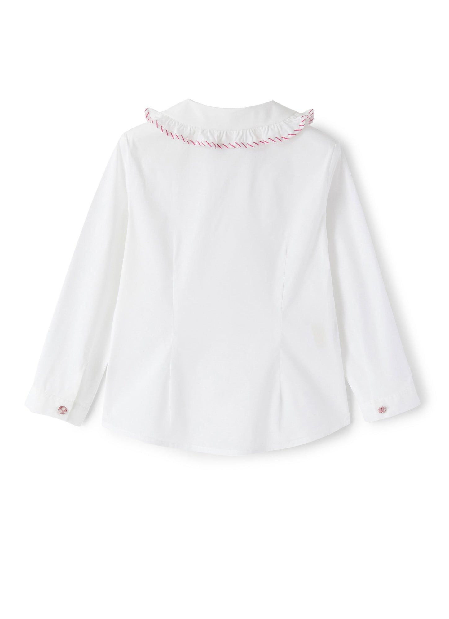 Girls | Classic Shirt with Striped Detail | White Red Fragola