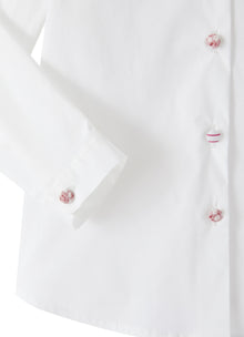 Girls | Classic Shirt with Striped Detail | White Red Fragola