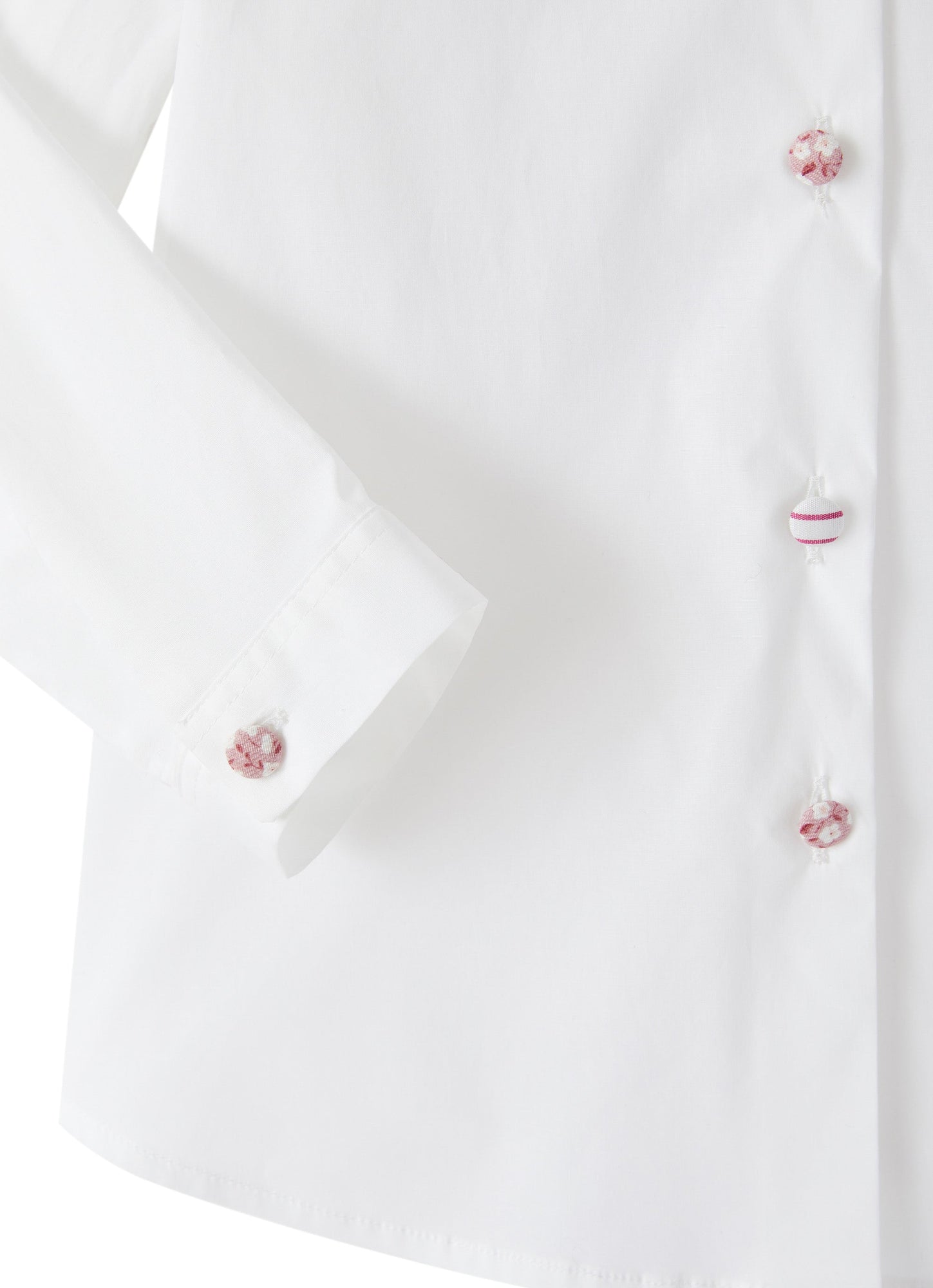 Girls | Classic Shirt with Striped Detail | White Red Fragola