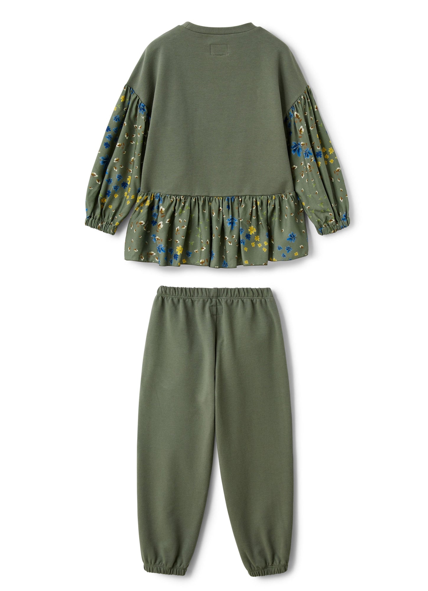 Girls | Fleece and Flower Print Suit | Oregano Green Green