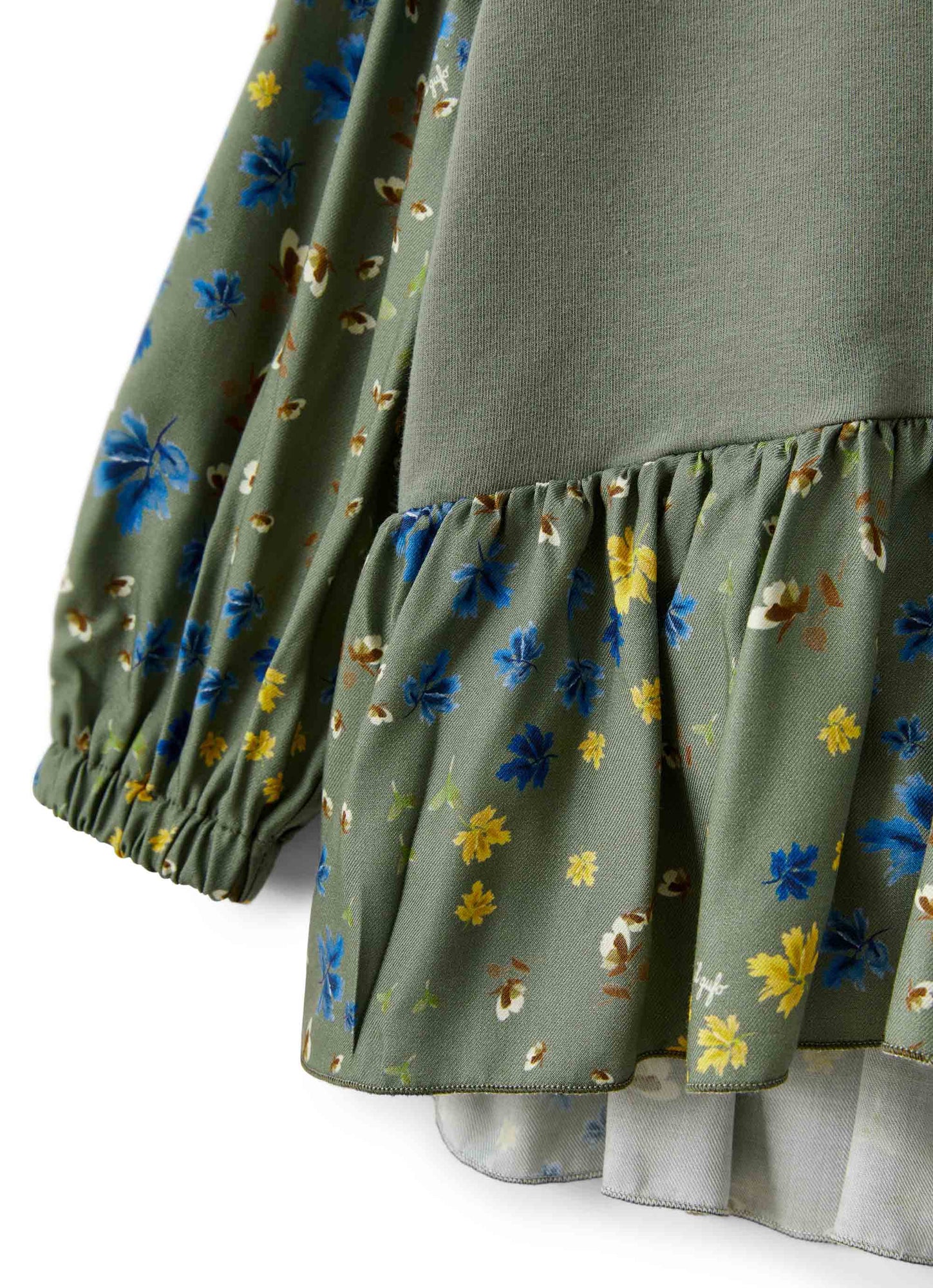 Girls | Fleece and Flower Print Suit | Oregano Green Green