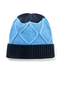 Boys | Two-Tone Hat with Diamond Pattern | Blue Light Blue