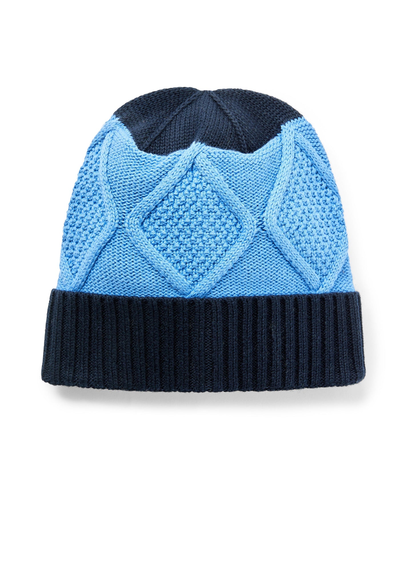 Boys | Two-Tone Hat with Diamond Pattern | Blue Light Blue