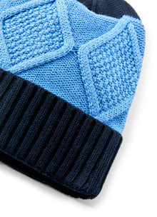 Boys | Two-Tone Hat with Diamond Pattern | Blue Light Blue