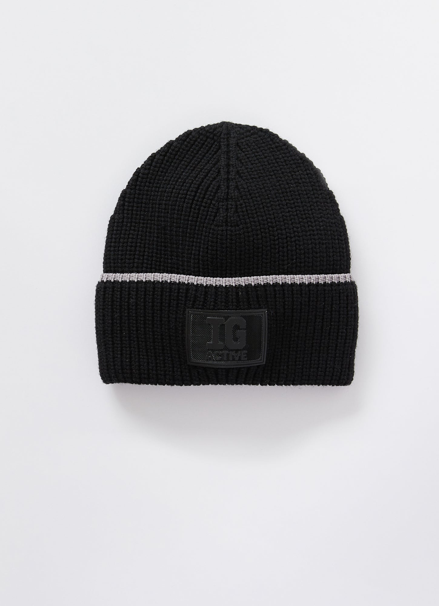 Wool Cap with Patch | Black/Stone Grey