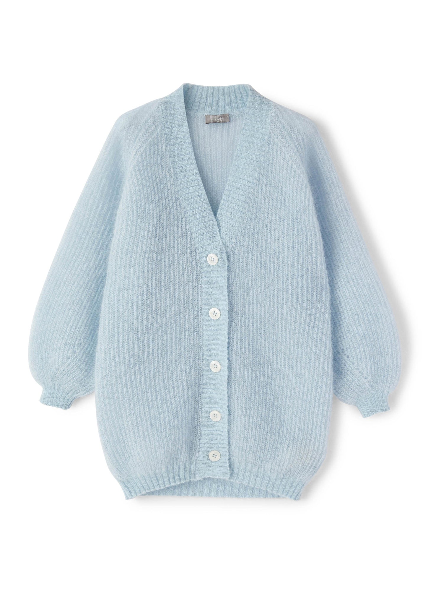 Girls | Mohair Long Cardigan | Sky Blue Fumo