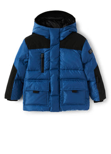 Boys | Short Down Jacket with Taffeta Inserts | Blue Denim