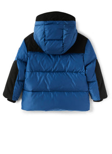 Boys | Short Down Jacket with Taffeta Inserts | Blue Denim