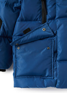 Boys | Short Down Jacket with Taffeta Inserts | Blue Denim