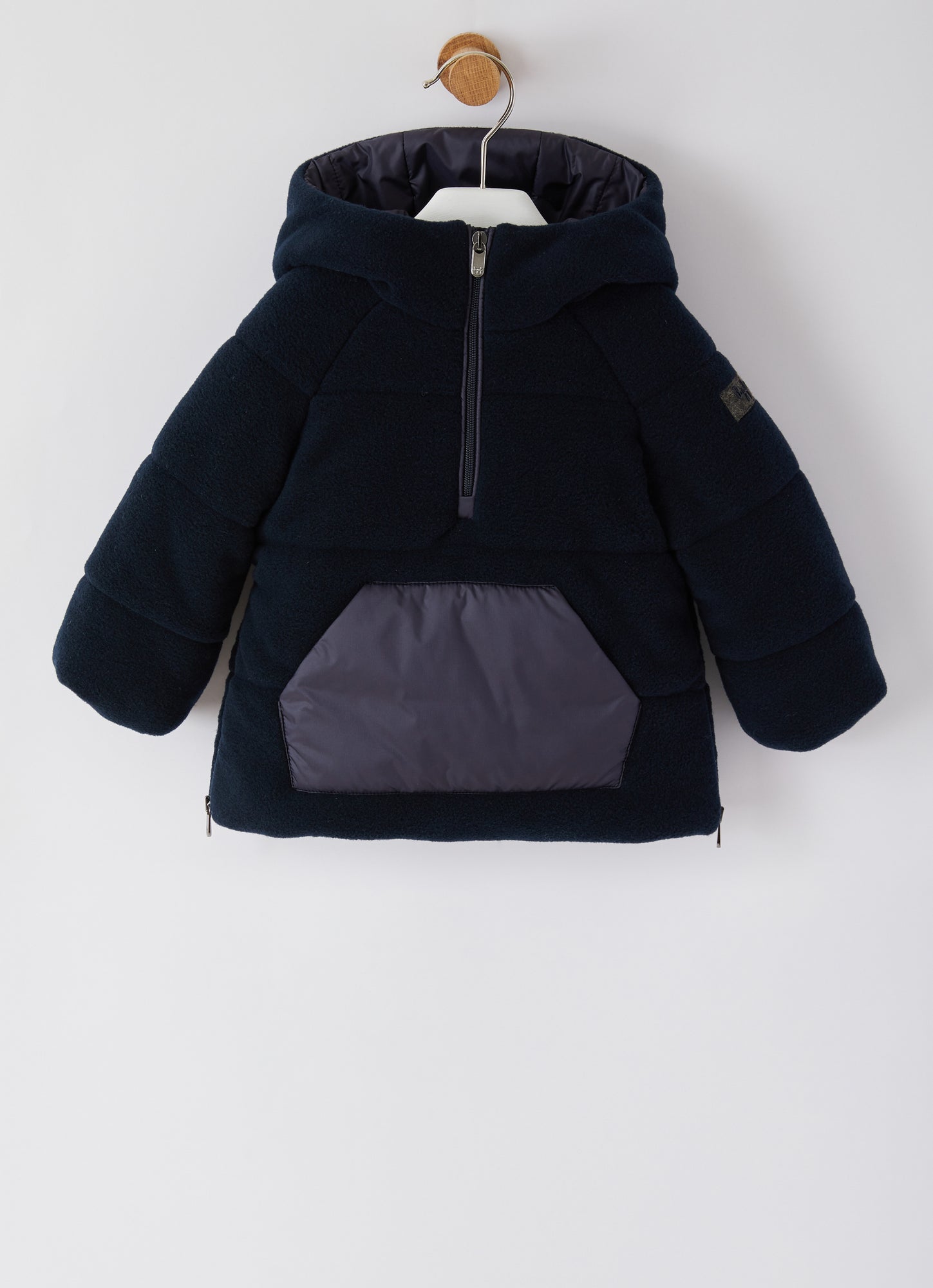 Fleece And Nylon Jacket with Hood | Blue