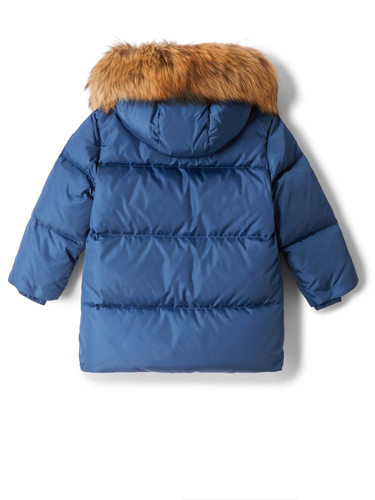 Boys | Down Jacket with Fur and Buttons | Blue Denim