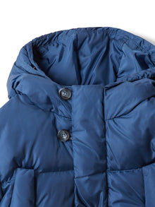 Boys | Down Jacket with Fur and Buttons | Blue Denim