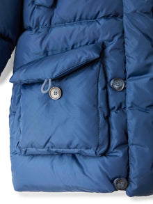 Boys | Down Jacket with Fur and Buttons | Blue Denim